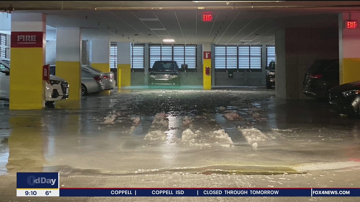 Pipes burst, flood Uptown Dallas apartment parking garage