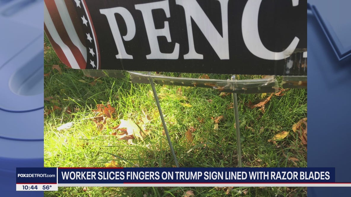 Politics get bloody with booby trapped Trump sign in Commerce Twp