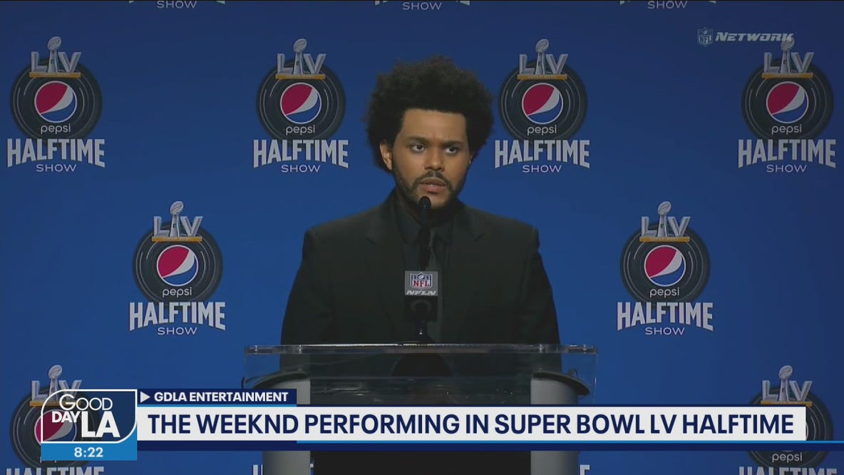 The Weeknd performing at Super Bowl LV halftime show