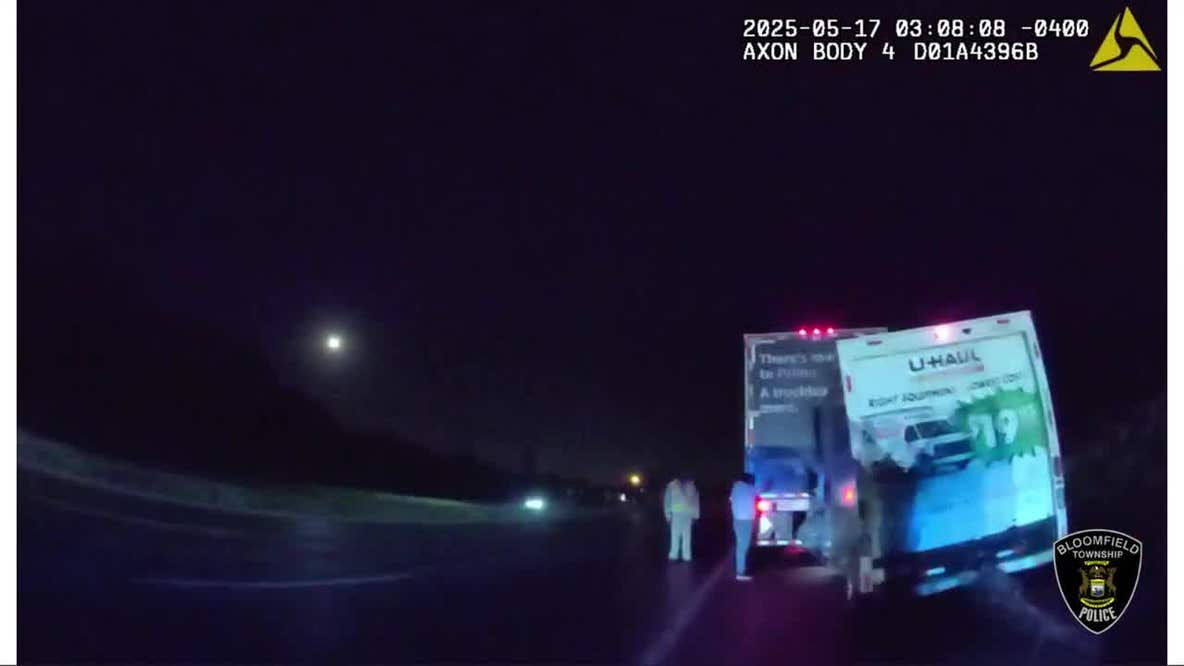 Video shows officials saving man from crushed UHaul in Bloomfield Twp