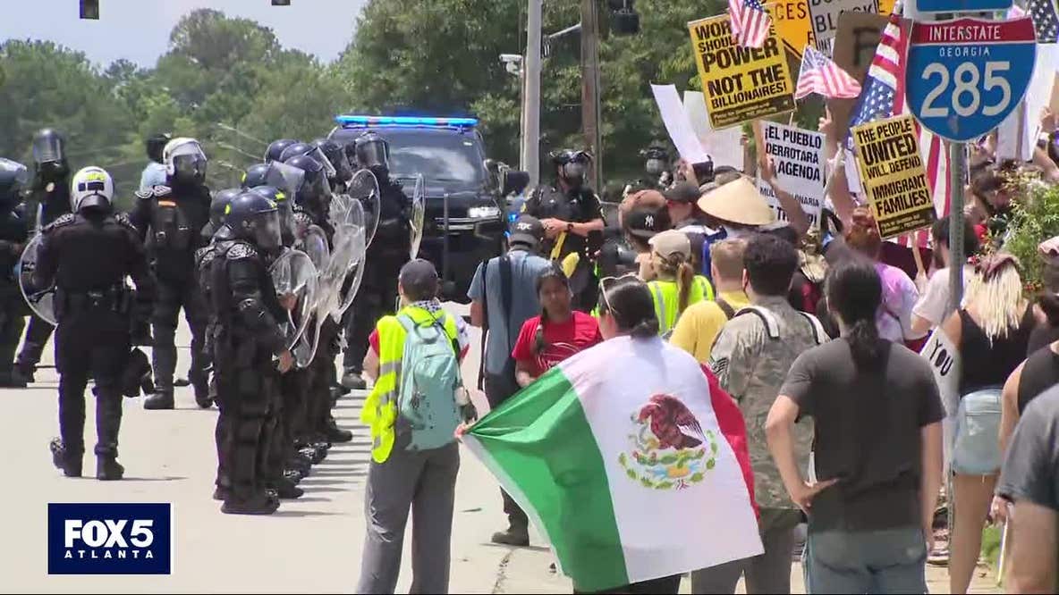 Tear gas deployed at anti-ICE protest