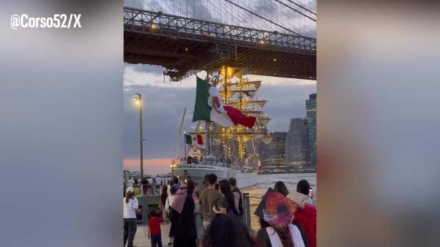 Yes, those were sailors standing on the Mexican tall ship's masts