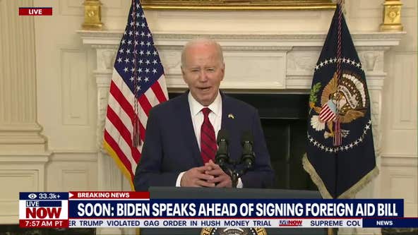 Biden speaks after signing foreign aid bill