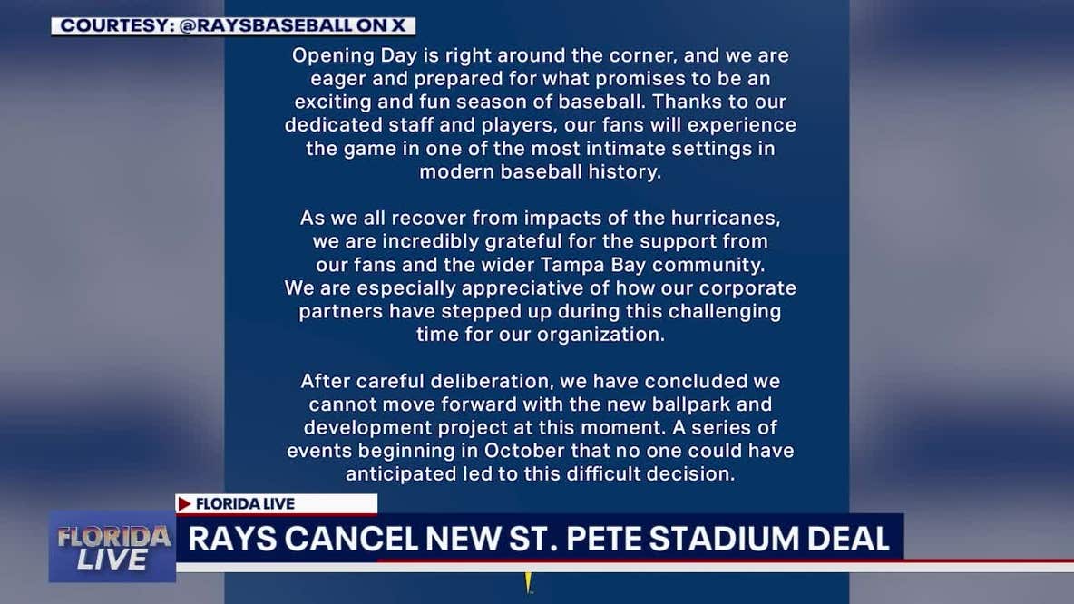 Longtime Rays fan reacts to cancelled stadium deal