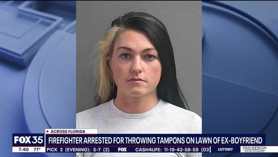 Florida firefighter accused of throwing close to 100 painted red tampons onto ex-boyfriend's lawn