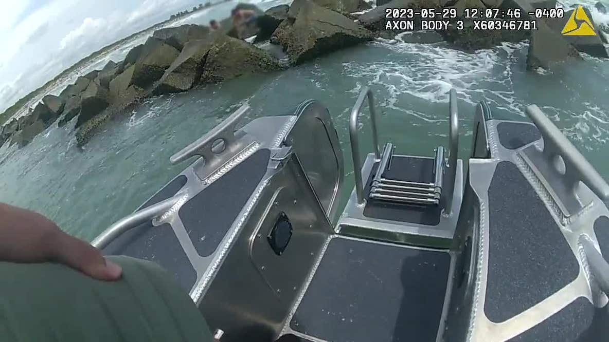 Swimmers rescued from Jetty Rocks at Fort Pierce Inlet State Park