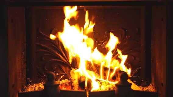Christmas Yule Log Fireplace with Music