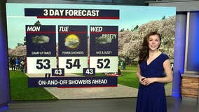 Scattered showers to start the week