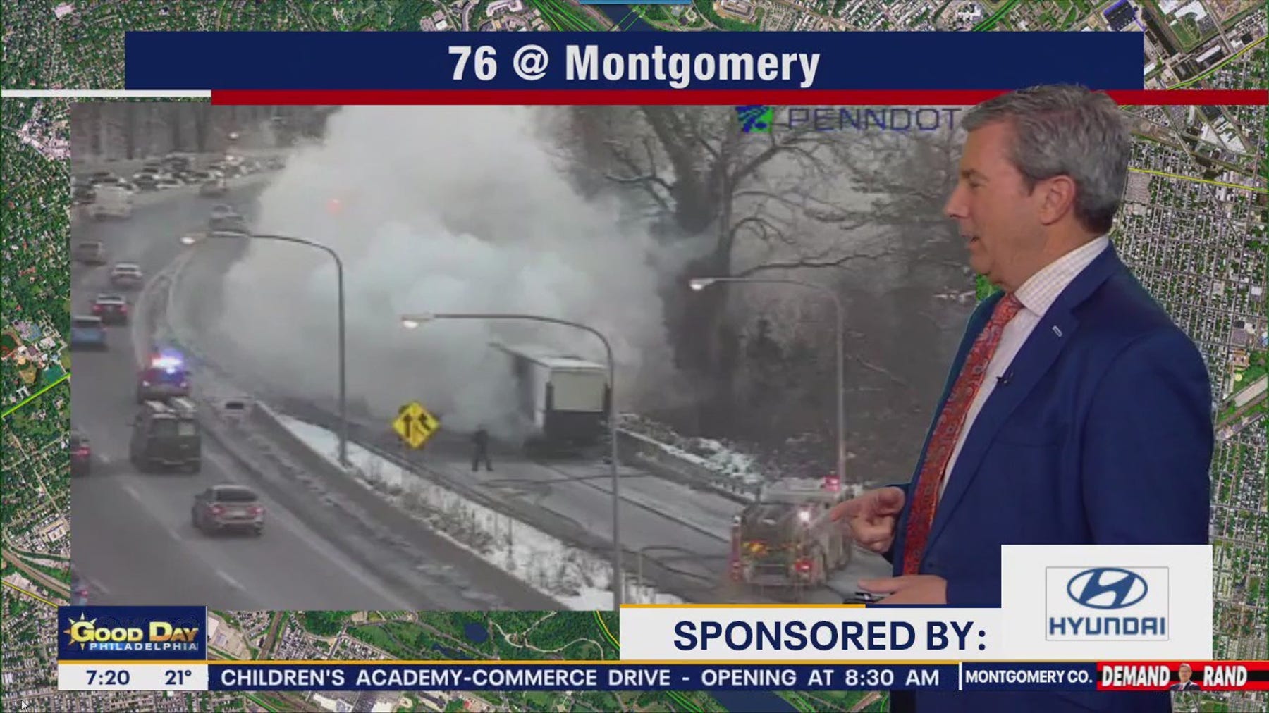 Crews battling large truck fire on Schuylkill Expressway Westbound at Montgomery