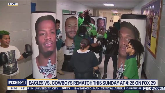 Young Eagles fans put on boxing gloves, take swings at Cowboys players at school