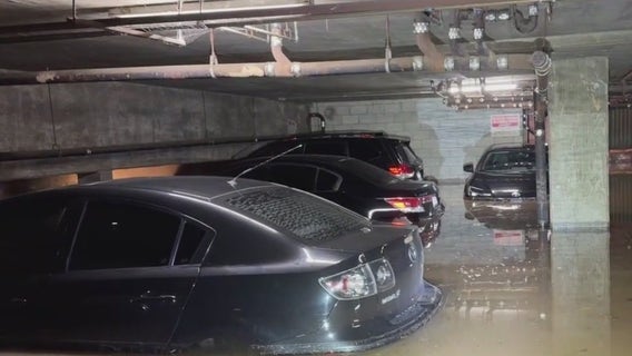 Parking garage in Palms floods after heavy rain
