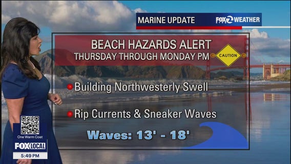 Beach hazard alert along the California coast