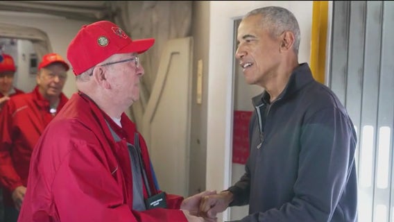 Veterans on honor flight get surprise welcome from Obama
