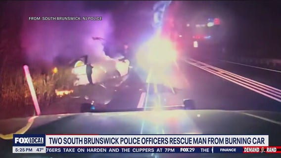 2 South Brunswick police officers rescue man from burning car