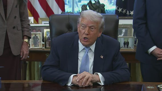 Trump takes question on release of Epstein files during Oval Office meeting