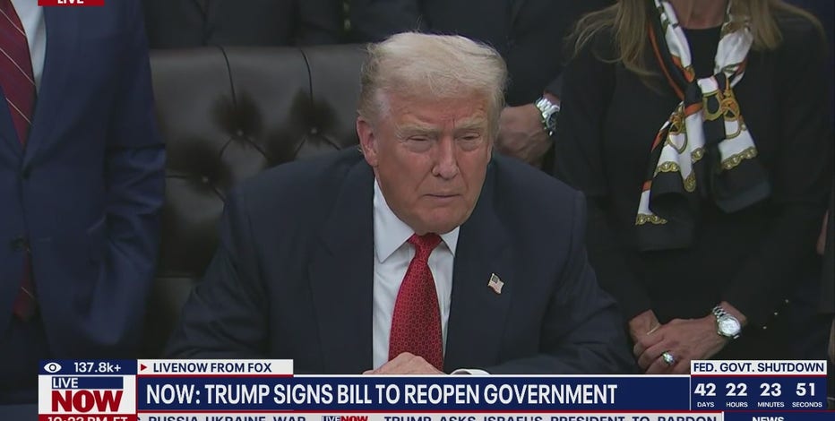 Trump signs bill ending historic government shutdown