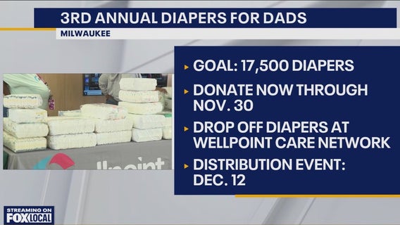 3rd annual 'Diapers for Dad's' event; goal to collect 17,500 diapers