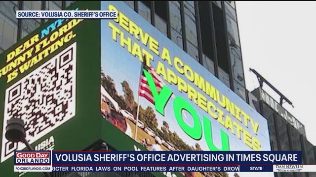 Volusia Sheriff's Office buys billboard in New York's Times Square: Move to Florida, work here