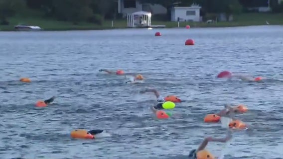 Swimmers hit the water even as cold blast arrives