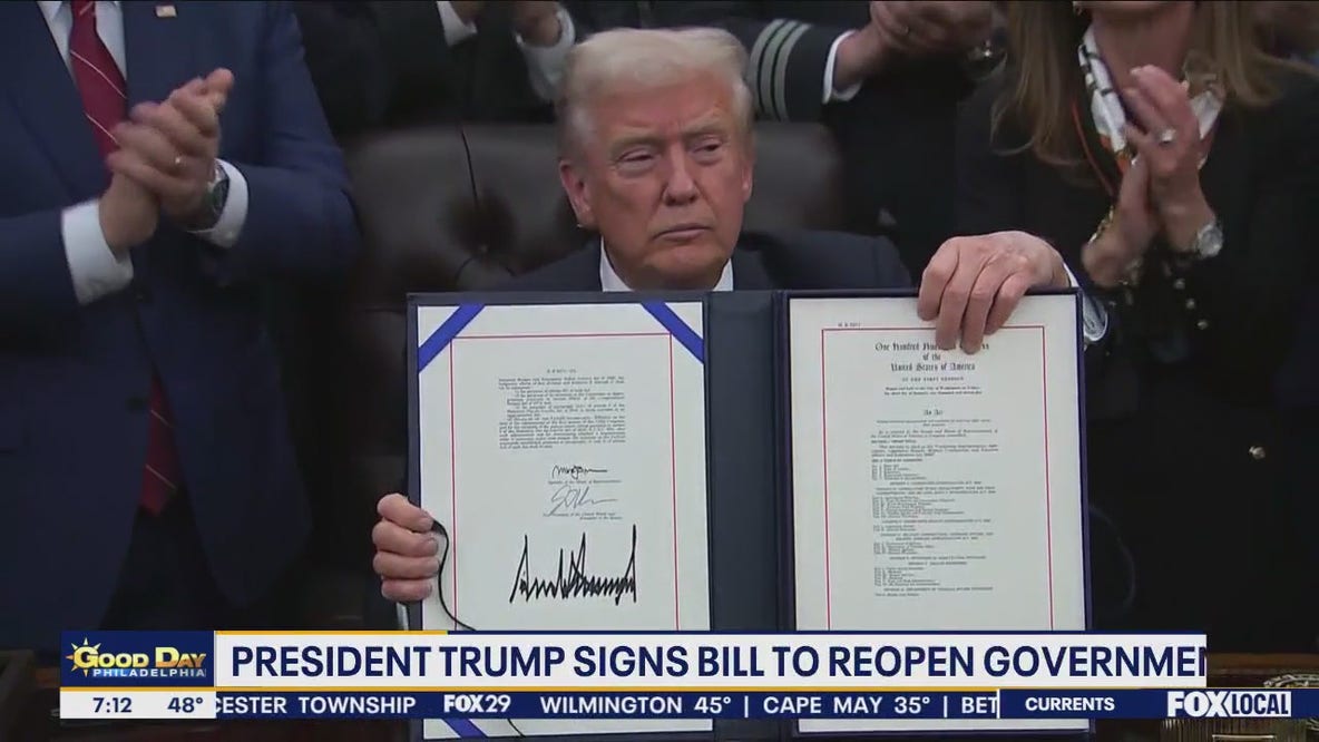 Trump signs bill ending historic government shutdown