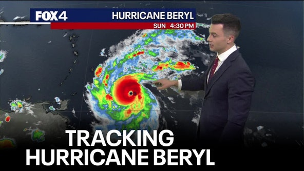 Hurricane Beryl's projected path