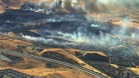 Raw footage: Aerial footage fire near Concord-Bay Point