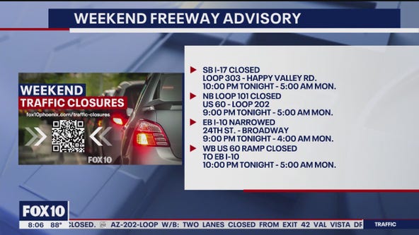 Phoenix weekend freeway closures (July 26-29)