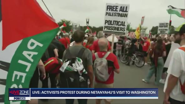 Activists protest during Netanyahu's visit to Washington