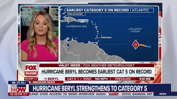 Hurricane Beryl upgraded to Category 5