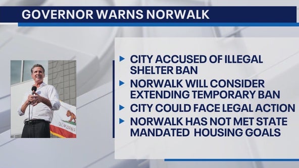 Newsom threatening to sue Norwalk over shelter ban