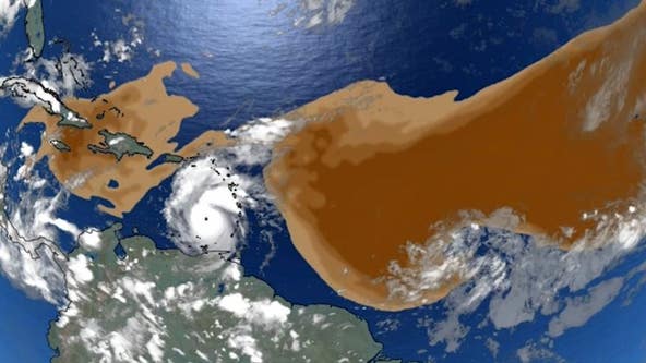 Hurricane Beryl pushing Saharan dust in Caribbean