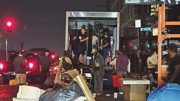 Moving truck dumps furniture on Skid Row
