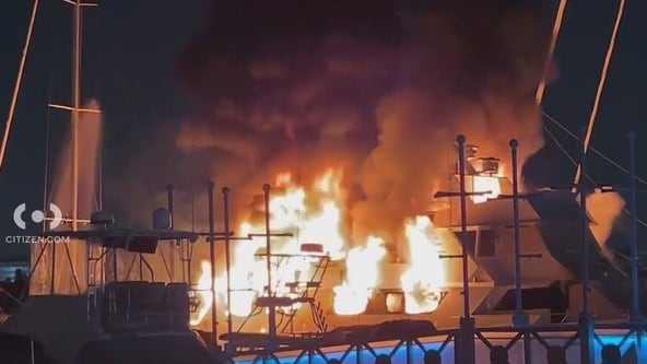 Yacht sinks after explosion, fire in Marina del Rey