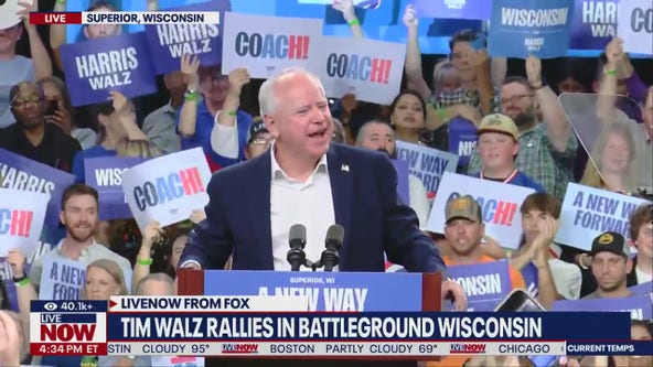 Democratic VP nominee Tim Walz campaigns in Wisconsin