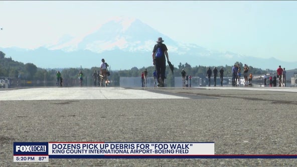 Dozens pick up debris for 'FOD walk' at Boeing Field