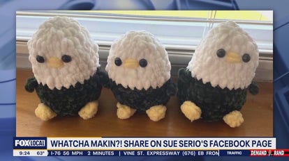 Whatcha Makin: Crochet eagles, stained glass cup