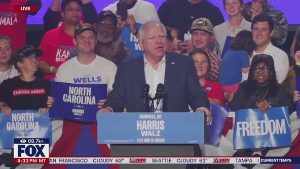 Gov. Tim Walz holds rally in battleground North Carolina