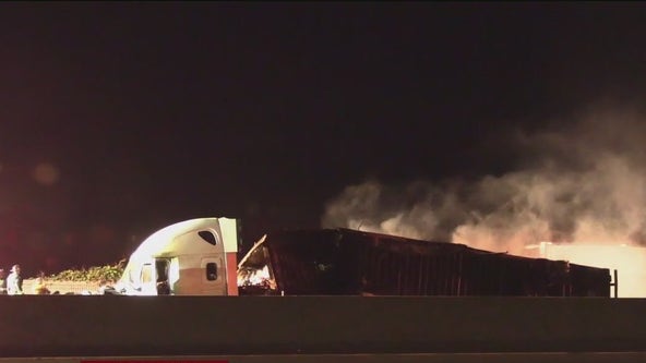 Big rigs snarl traffic at Highway 238, Caldecott Tunnel