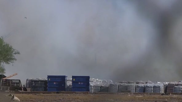 Phoenix mulch fire sends plume of smoke into sky