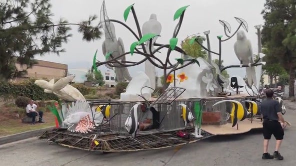 Rose Parade floats get test drive in Azusa