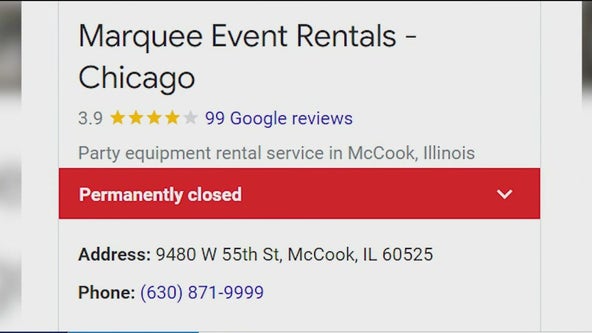 Suburban event rental company suddenly closes