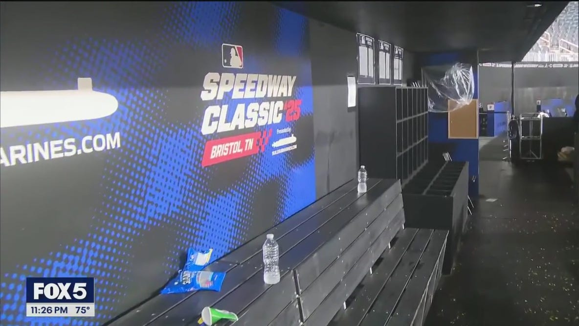 The aftermath of a lengthy rain delay, postponement of the inaugural MLB Speedway Classic