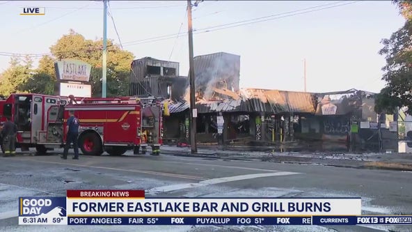 Fire rips through Seattle's former Eastlake Bar & Grill