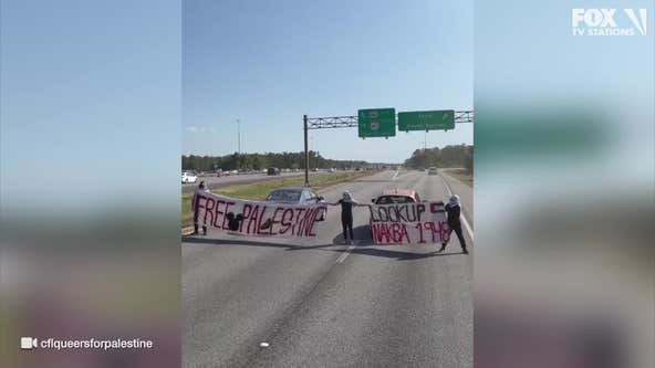 Video shows pro-Palestine group block lanes of I-4