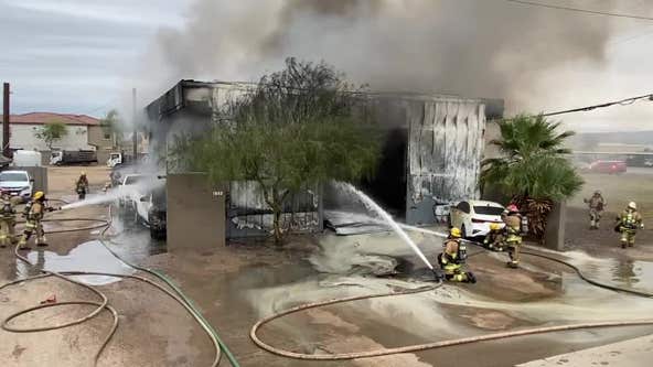Structure fire breaks out in Phoenix, sends plume of smoke into the air