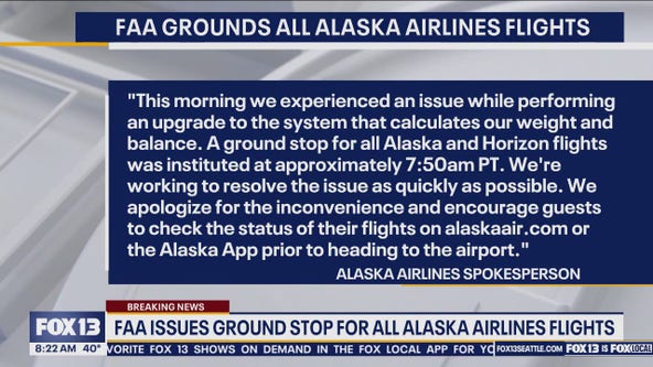 FAA grounds all Alaska Airlines flights