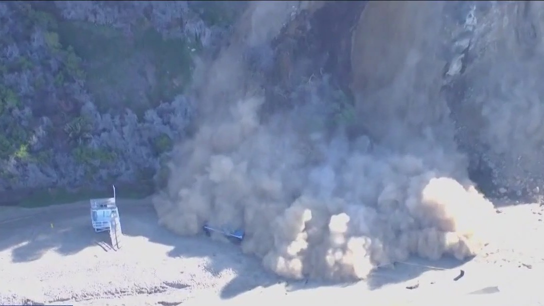 SkyFOX video shows massive landslide in Palos Verdes Estates