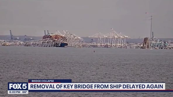 Key Bridge demolition delayed for a second day