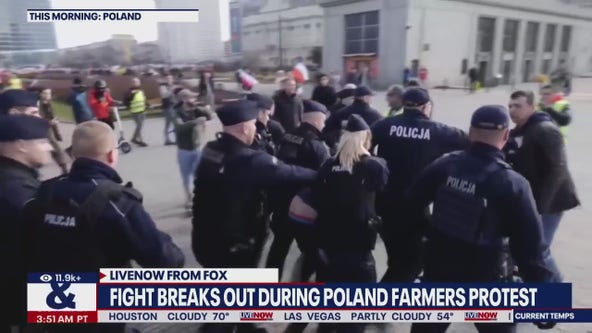 Fight breaks out at farmer's protest in Poland
