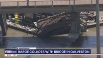 Barge collides with bridge in Galveston